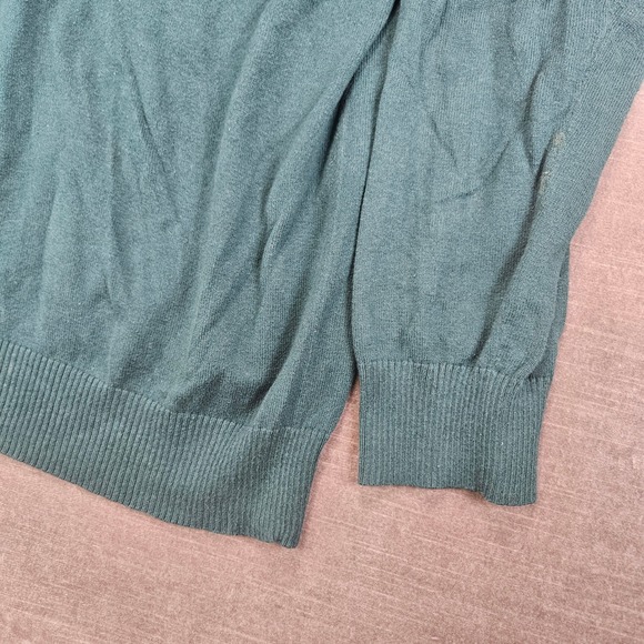 Eddie‎ Bauer Mens TXL Green Cotton Cashmere Blend V Neck Long Sleeve Sweater - Picture 5 of 10